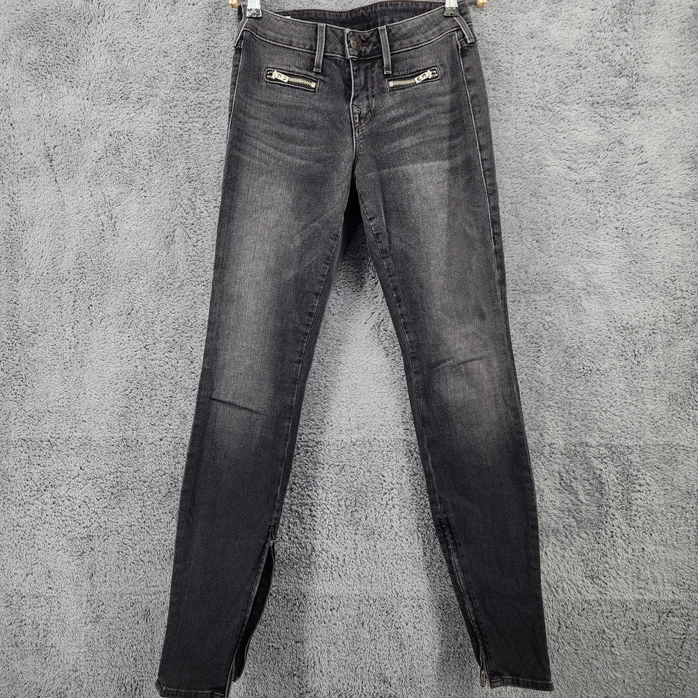 True Religion Jeans Womens 26X30 Skinny Low Rise Stretch Amanda Zip‎ Hem Y2K USA